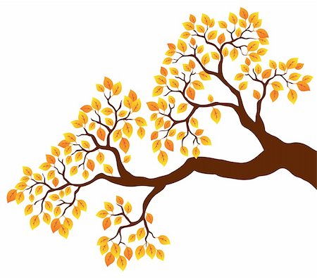 drawings of tree branches - Tree branch with orange leaves 1 - vector illustration. Stock Photo - Budget Royalty-Free & Subscription, Code: 400-05885714