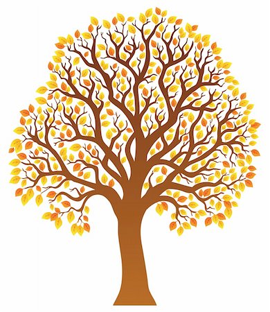 forest cartoon illustration - Tree with orange leaves 1 - vector illustration. Foto de stock - Super Valor sin royalties y Suscripción, Código: 400-05885719