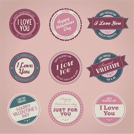 simsearch:400-07774625,k - Collection of vector vintage Valentine's day labels Photographie de stock - Aubaine LD & Abonnement, Code: 400-05885766