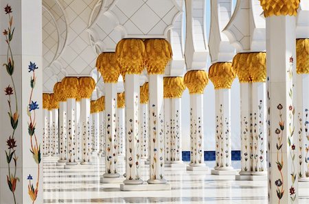 dubai sea shore - Photo of columns of Sheikh Zayed Mosque in Abu Dhabi, UAE Stock Photo - Budget Royalty-Free & Subscription, Code: 400-05885774