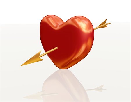 simsearch:400-03988311,k - golden red 3d heart pierced by arrow Stock Photo - Budget Royalty-Free & Subscription, Code: 400-05885815