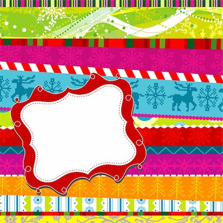 Scrapbook christmas patterns greeting card for design, vector illustration Stock Photo - Budget Royalty-Free & Subscription, Code: 400-05885839