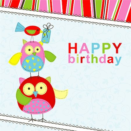 scrapbook for birthday - Template birthday greeting card, vector illustration Stock Photo - Budget Royalty-Free & Subscription, Code: 400-05885863