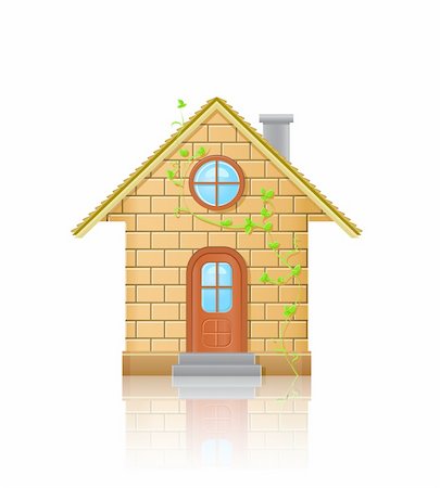 Detailed Small House Illustration. Front View. Vector Stock Photo - Budget Royalty-Free & Subscription, Code: 400-05885893