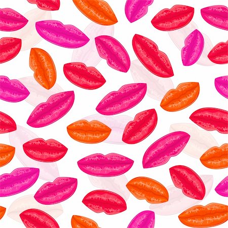 Seamless Pattern With Colorful Lips. Vector illustration Stock Photo - Budget Royalty-Free & Subscription, Code: 400-05885929