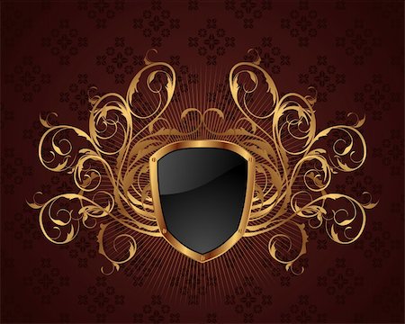 simsearch:400-04914038,k - Illustration golden ornate frame with shield - vector Stock Photo - Budget Royalty-Free & Subscription, Code: 400-05886165
