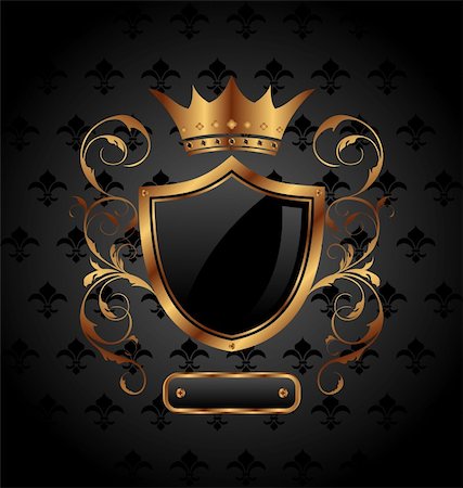 shields vector - Illustration ornate heraldic shield with crown - vector Stock Photo - Budget Royalty-Free & Subscription, Code: 400-05886170