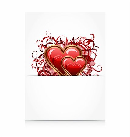 simsearch:400-04179114,k - Illustration romantic letter with grunge floral hearts - vector Fotografie stock - Microstock e Abbonamento, Codice: 400-05886182