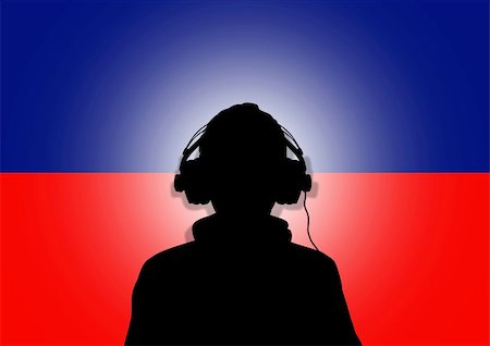 simsearch:400-04842256,k - Illustration of a person wearing headphones in-front of the flag of Haiti Photographie de stock - Aubaine LD & Abonnement, Code: 400-05886319