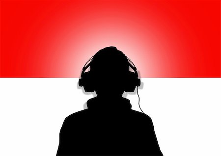 simsearch:400-04842256,k - Illustration of a person wearing headphones in-front of the flag of Indonesia or Monaco Photographie de stock - Aubaine LD & Abonnement, Code: 400-05886324