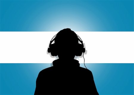Illustration of a person wearing headphones in-front of the flag of Honduras. Stock Photo - Budget Royalty-Free & Subscription, Code: 400-05886321