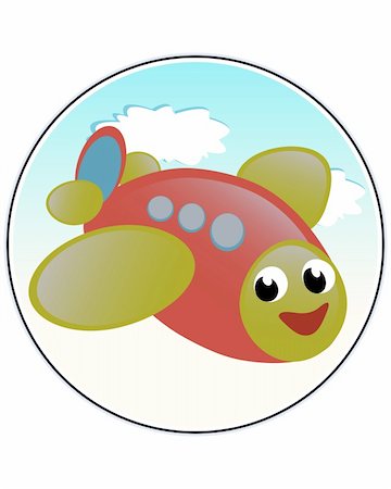 Funny airplane - funny childlike comic vector illustration Stock Photo - Budget Royalty-Free & Subscription, Code: 400-05886371