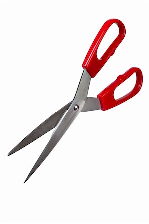 scissors c red handles on a white background Stock Photo - Budget Royalty-Free & Subscription, Code: 400-05886412