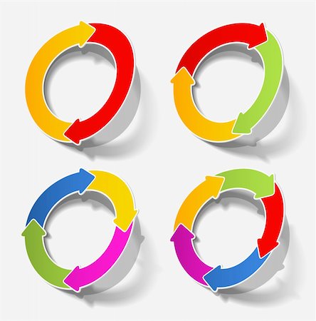 arrow circle circular cycle diagram motion recycling realistic shadow sticker template Stock Photo - Budget Royalty-Free & Subscription, Code: 400-05886480