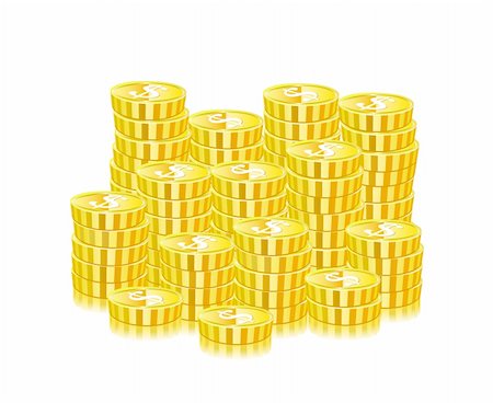 simsearch:400-07682549,k - Huge Heap Of Gold Coins Isolated On White Background. Vector Stock Photo - Budget Royalty-Free & Subscription, Code: 400-05886538
