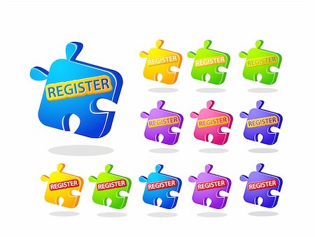 simsearch:400-04865256,k - Register Now Puzzle Piece Icon Set. Vector Illustration Stock Photo - Budget Royalty-Free & Subscription, Code: 400-05886546