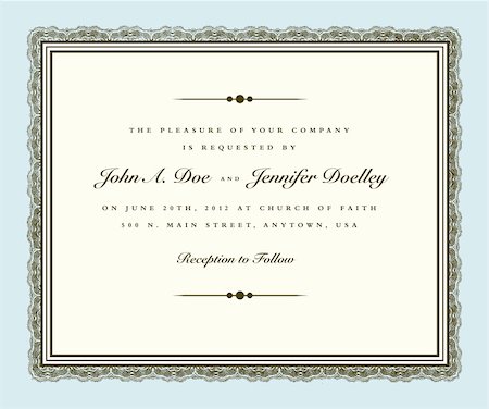 Vector Vintage Couture Wedding Invite Frame. Easy to edit. Perfect for invitations or announcements. Foto de stock - Royalty-Free Super Valor e Assinatura, Número: 400-05886846