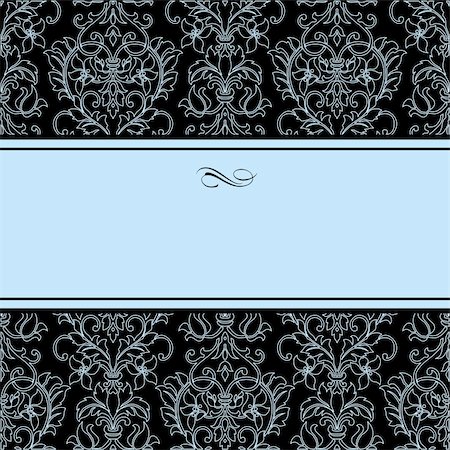 damask vector - Vector Dotted Damask Pattern and Blue Frame. Easy to edit. Perfect for invitations or announcements. Stock Photo - Budget Royalty-Free & Subscription, Code: 400-05886858