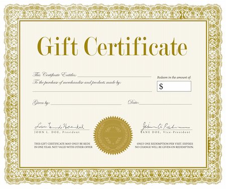 Vector Ornate Gift Certificate. Easy to edit. Great for ornate certificates, diplomas, and awards. Foto de stock - Royalty-Free Super Valor e Assinatura, Número: 400-05886852