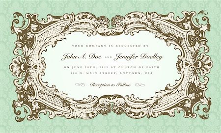 simsearch:400-05886853,k - Vector Victorian Wedding Frame for Invitation. All pieces are separate, and easy to edit. Stock Photo - Budget Royalty-Free & Subscription, Code: 400-05886853