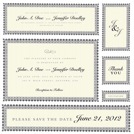 Vector Ornate Wedding Frame Set. Easy to edit. Perfect for invitations or announcements. Stock Photo - Budget Royalty-Free & Subscription, Code: 400-05886863