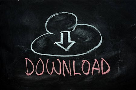 Cloud download concept written on blackboard Stock Photo - Budget Royalty-Free & Subscription, Code: 400-05886935