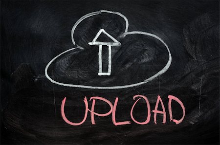 Cloud upload concept written on blackboard Stock Photo - Budget Royalty-Free & Subscription, Code: 400-05886936