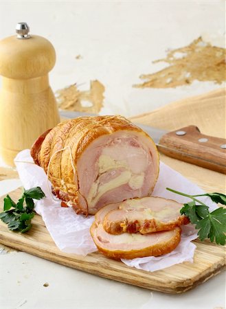 Smoked chicken delicious  roulade and herb Stock Photo - Budget Royalty-Free & Subscription, Code: 400-05887012