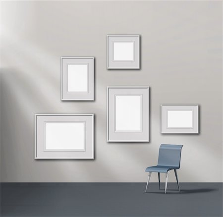 empty art gallery - Picture gallery exhibition space empty frames collection Stock Photo - Budget Royalty-Free & Subscription, Code: 400-05887092