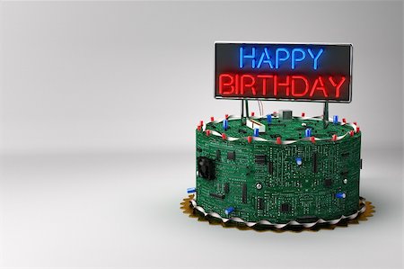 Fun birthday cake for geeks with eletronic components Stock Photo - Budget Royalty-Free & Subscription, Code: 400-05887112