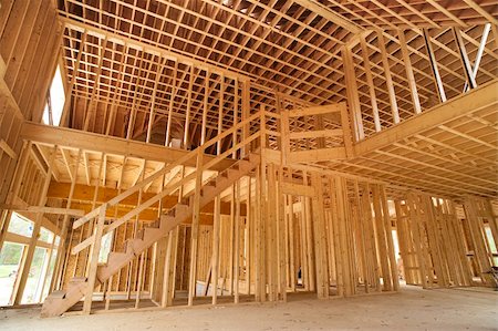 Interior framing of a new house under construction Stock Photo - Budget Royalty-Free & Subscription, Code: 400-05887164