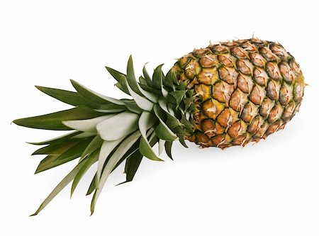 pineapple leaves - Single ripe pineapple isolated on white background Stock Photo - Budget Royalty-Free & Subscription, Code: 400-05887303