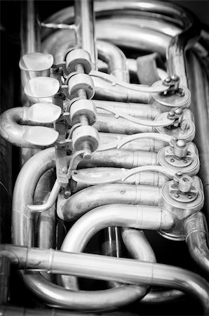 simsearch:400-05304831,k - black and white vertical image the details of tuba horn Stock Photo - Budget Royalty-Free & Subscription, Code: 400-05887470