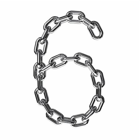 Illustration of a figure 6 from a chain on a white background Stock Photo - Budget Royalty-Free & Subscription, Code: 400-05887616
