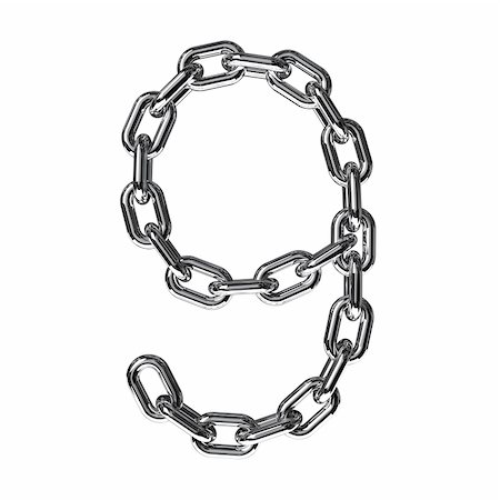 Illustration of a figure 9 from a chain on a white background Stock Photo - Budget Royalty-Free & Subscription, Code: 400-05887619