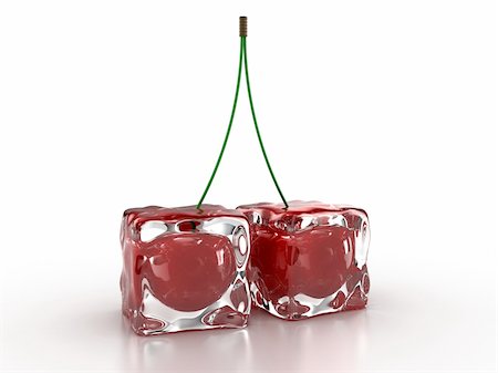 Frozen cherries inside an ice cube on a white background Stock Photo - Budget Royalty-Free & Subscription, Code: 400-05887621