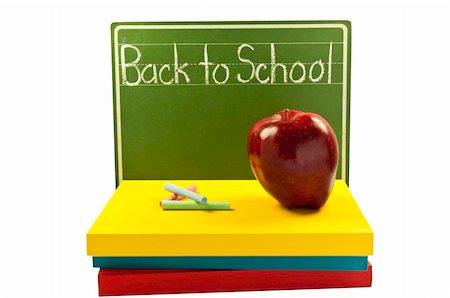 Chalk board with back to school on it.There is an apple with colored chalk.This has a clipping path. Stock Photo - Budget Royalty-Free & Subscription, Code: 400-05887638