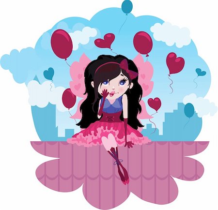 simsearch:400-05887739,k - Cute cartoon love fairy with hearts and balls Stock Photo - Budget Royalty-Free & Subscription, Code: 400-05887740