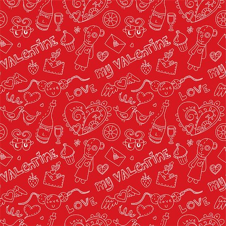 Pattern for st. Valentine's day. On red background. Stockbilder - Microstock & Abonnement, Bildnummer: 400-05888169