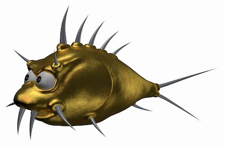 strange cartoon gold thorns fish - 3d illustration Stock Photo - Budget Royalty-Free & Subscription, Code: 400-05888259