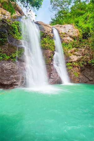 Beautiful waterfall at summer sunny day. Bali Stock Photo - Budget Royalty-Free & Subscription, Code: 400-05888467
