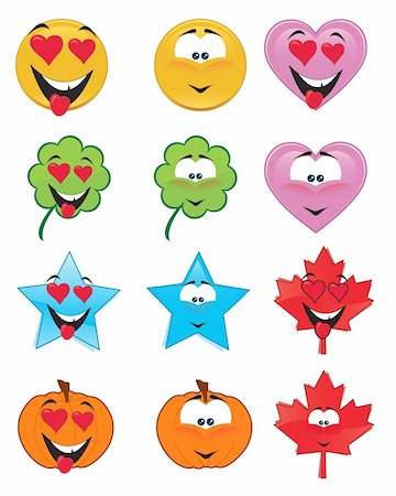 Set of emoticons - St. Valentine's collection - vector illustrations Stock Photo - Budget Royalty-Free & Subscription, Code: 400-05888638