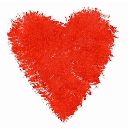 Acrylic hand painted heart symbol isolated on white Stock Photo - Budget Royalty-Free & Subscription, Code: 400-05888724