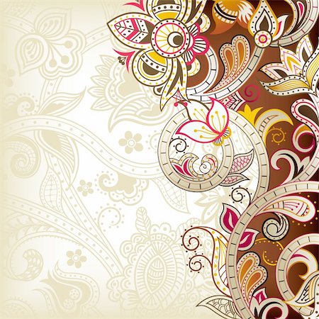 Illustration of abstract floral in asia style. Stockbilder - Microstock & Abonnement, Bildnummer: 400-05888743