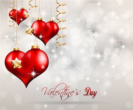 simsearch:400-05368256,k - Valentine's Day Flyer with a glitter vintage background, and glossy red hearts flying over the air. Stock Photo - Budget Royalty-Free & Subscription, Code: 400-05888879