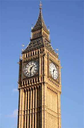 famous houses in uk - Big Ben, London with a blue sky. Stock Photo - Budget Royalty-Free & Subscription, Code: 400-05889300