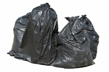 Black British bin bags, isolated on a white background. Stock Photo - Budget Royalty-Free & Subscription, Code: 400-05889302