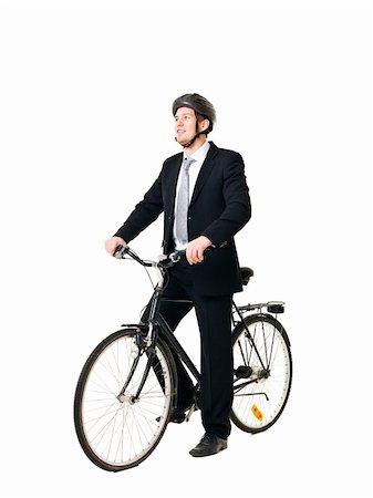 Young man with bicycle and helmed isolated on white background Stock Photo - Budget Royalty-Free & Subscription, Code: 400-05889500