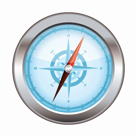 simsearch:400-08407154,k - Blue icon symbol for a compass with silver dial Stockbilder - Microstock & Abonnement, Bildnummer: 400-05889550