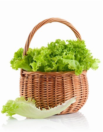 simsearch:400-08375763,k - green leaves lettuce in the basket isolated on white background Stock Photo - Budget Royalty-Free & Subscription, Code: 400-05889634